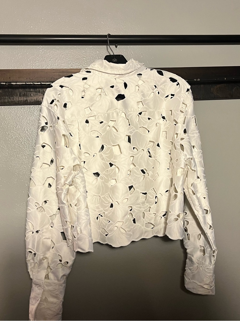 Women's White BRODERIE ANGLAISE SATIN SHIRT and Skirt - Elegant Feminine Design - Picture 7 of 10